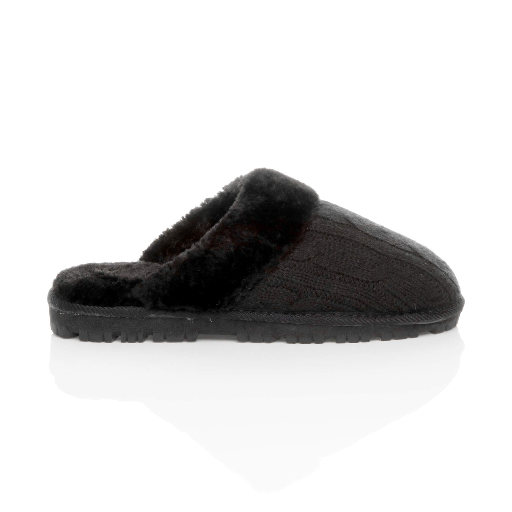 AJVANI Flat Heel Mule Cable Knit Slippers