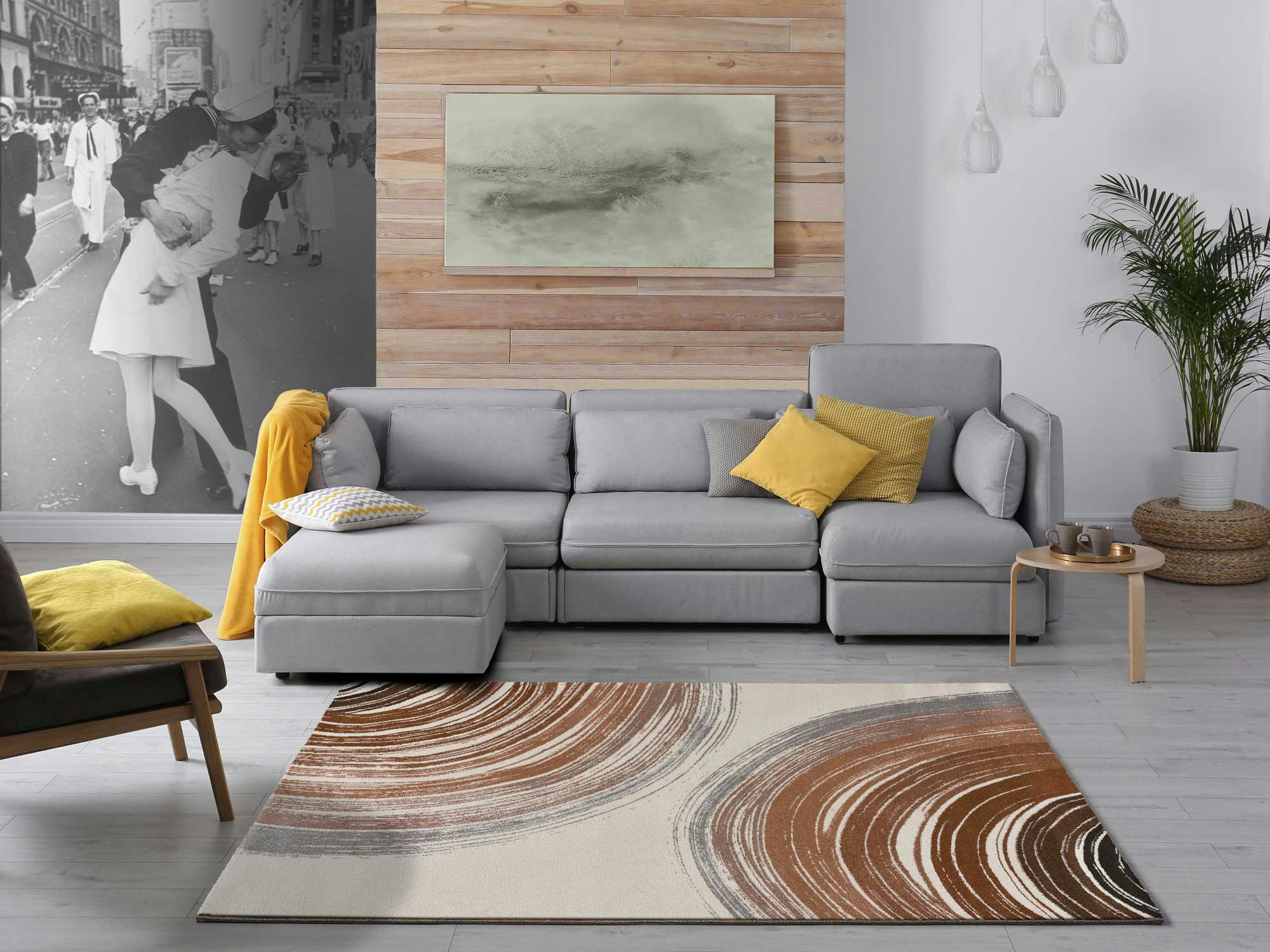 ASHLEY - Tapis géométrique dans les tons terracotta, 160X230 cm