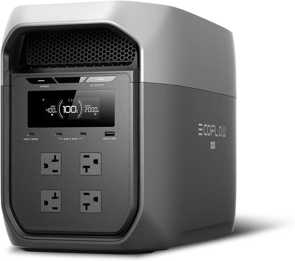 EF ECOFLOW Portable Power Station DELTA 3 Max  2048Wh LiFePO4 Battery  Solar Generator (Solar Panel Optional)  3400W X-Boost Output  Ultra-Fast 0-80% Charging in 1.13 Hr  Home Backup & RV Camping