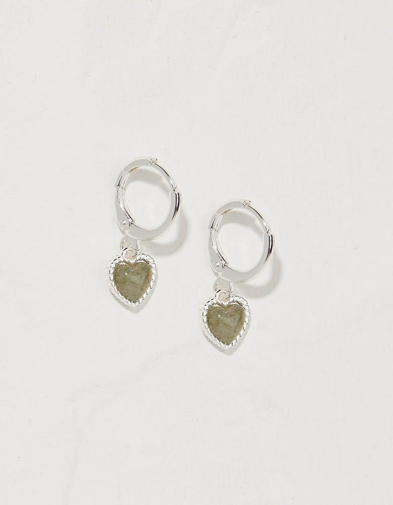Heart Stone Drop Earrings