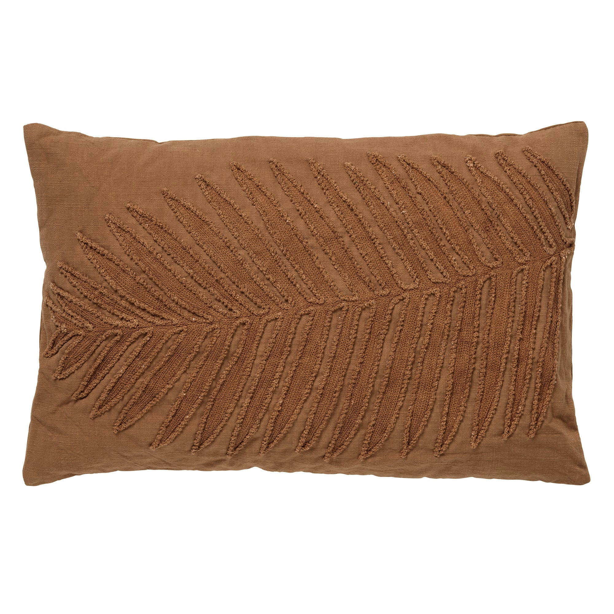 - Housse de coussin marron en coton-40x60 cm avec motif fleuri