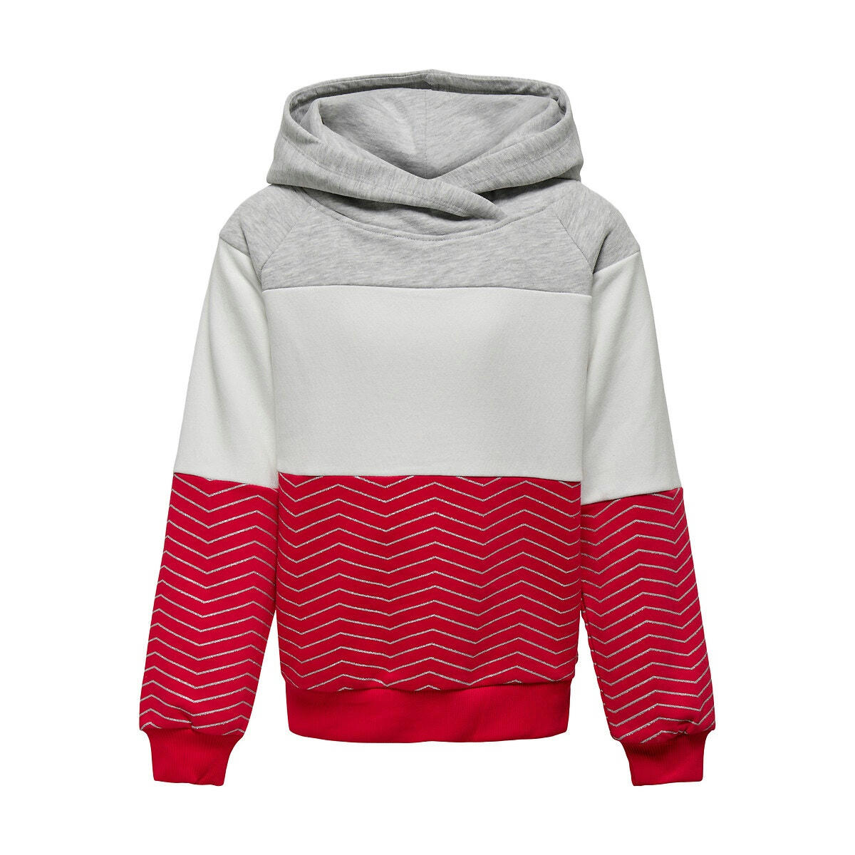 Sweat à capuche tricolore en molleton