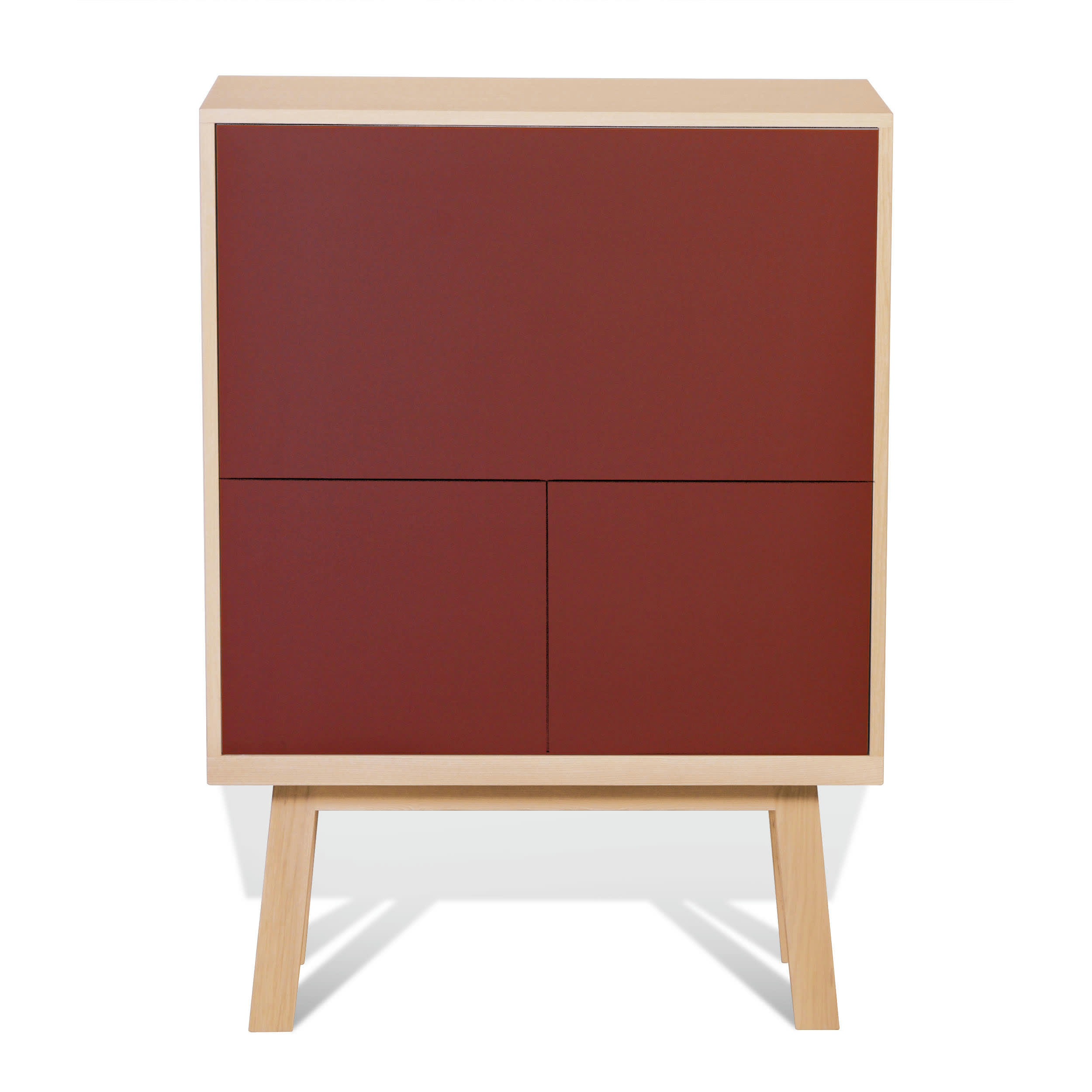 KUBE - Bureau secrétaire avec rangement de 90 cm de large, en frêne