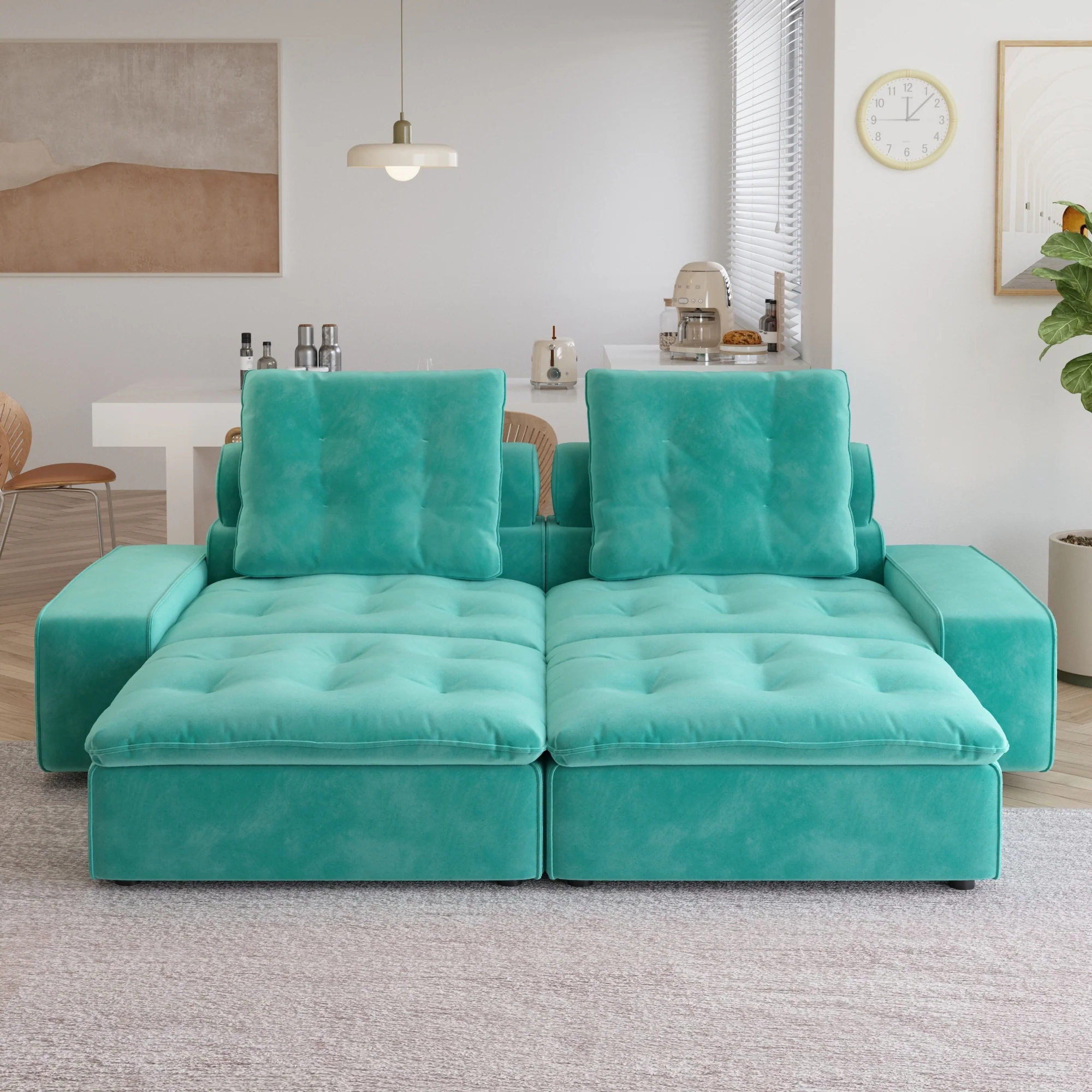 4 - Piece Frosted Velvet Sectional Sofa Oversize Lounge Sleep Couch