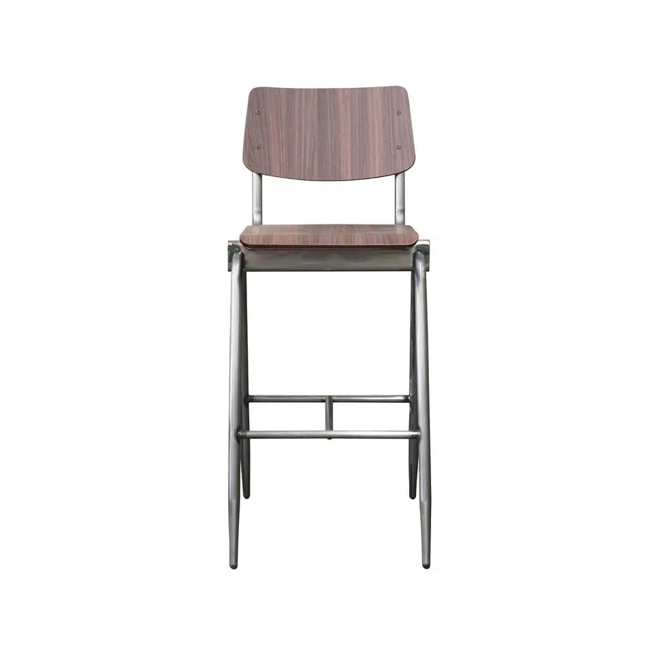 LABEL51 Barkruk Solid - Donkerbruin - Hout - Zithoogte 75 - set van 2