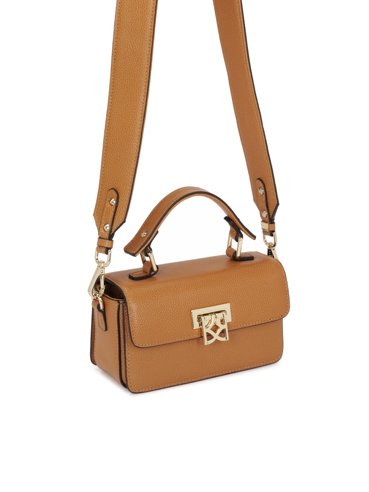 Small rigid handbag with handle and strap