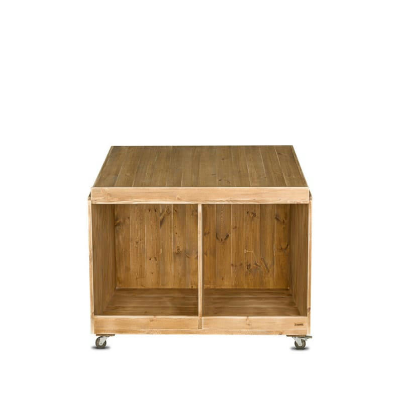 - Présentoir primeur à roulettes 2 cases bois massif