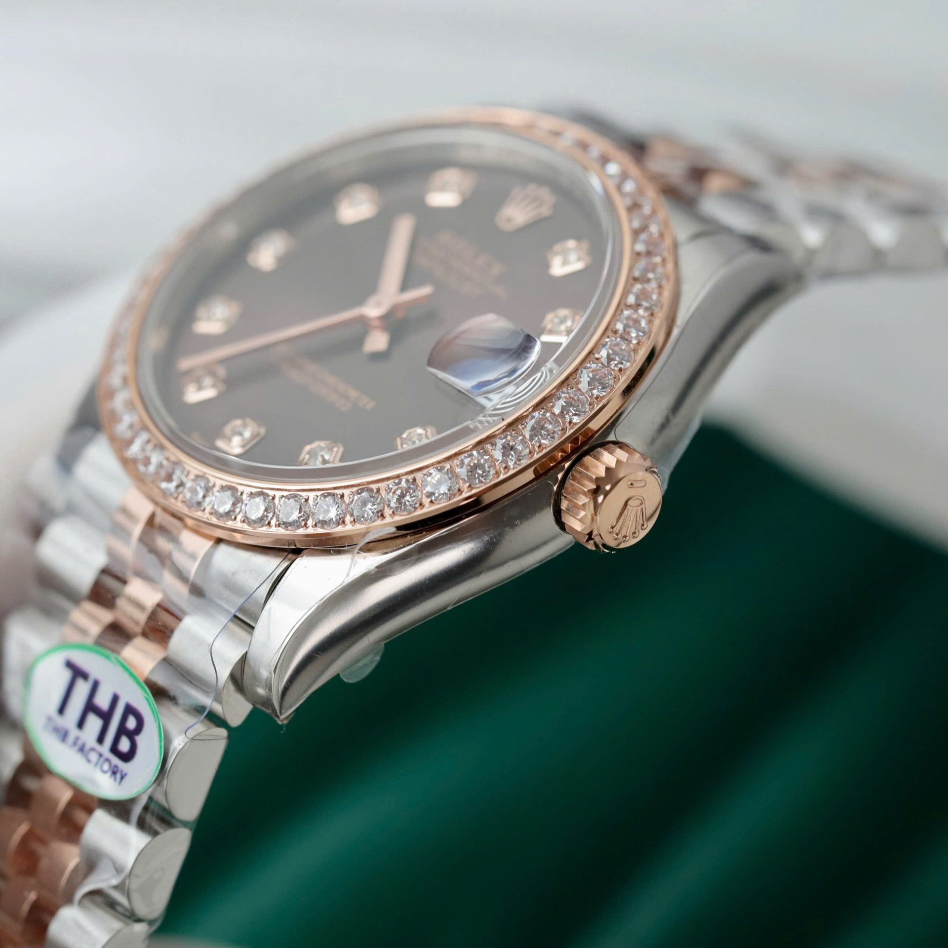 Rolex Datejust SS/RG Plated Chocolate Dial Diamonds 31mm Jub Replica