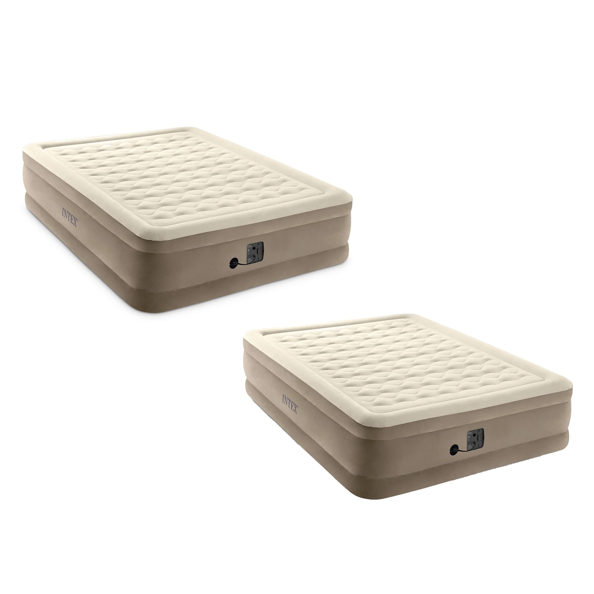 Intex Plush Fiber-Tech Elevated Air Mattress with Built-In Pump, Queen (2 Pack)