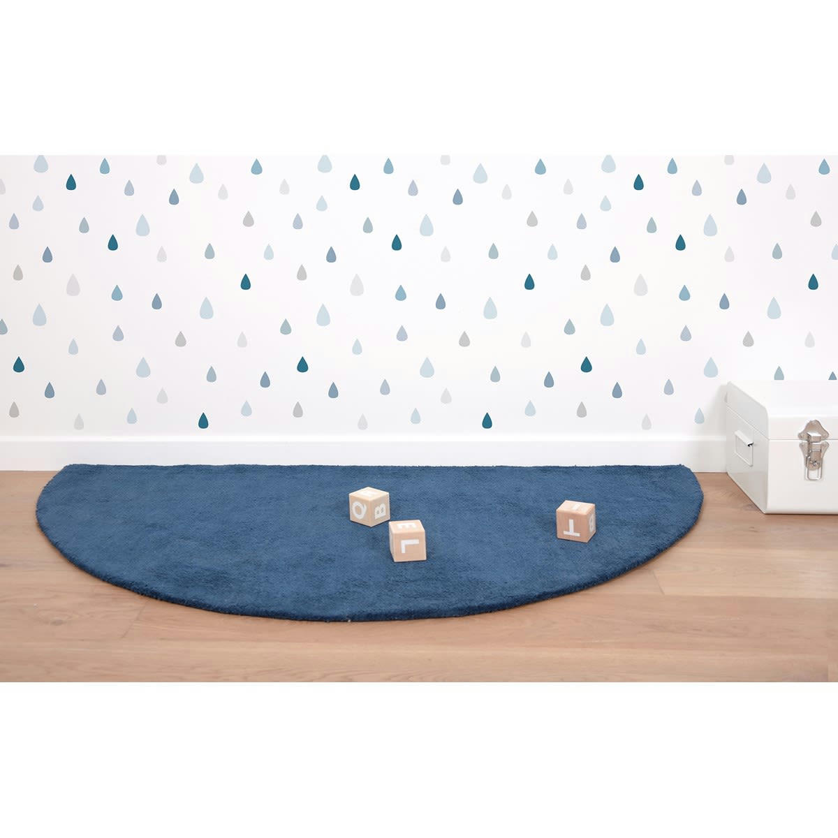 WILD ISLAND - Tapis demi lune en Coton Bleu marine