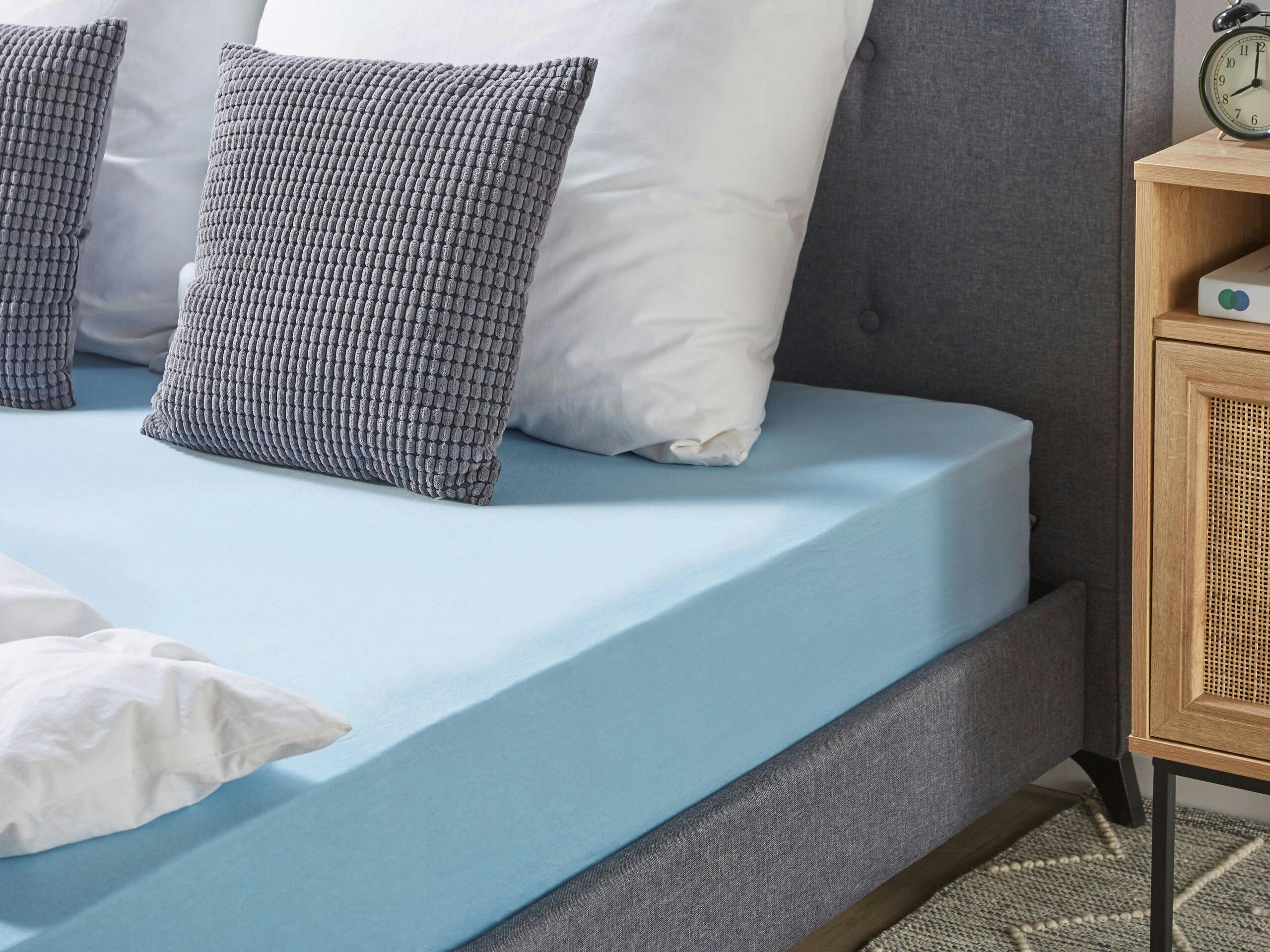 HOFUF - Drap-housse en coton 180 x 200 cm bleu clair