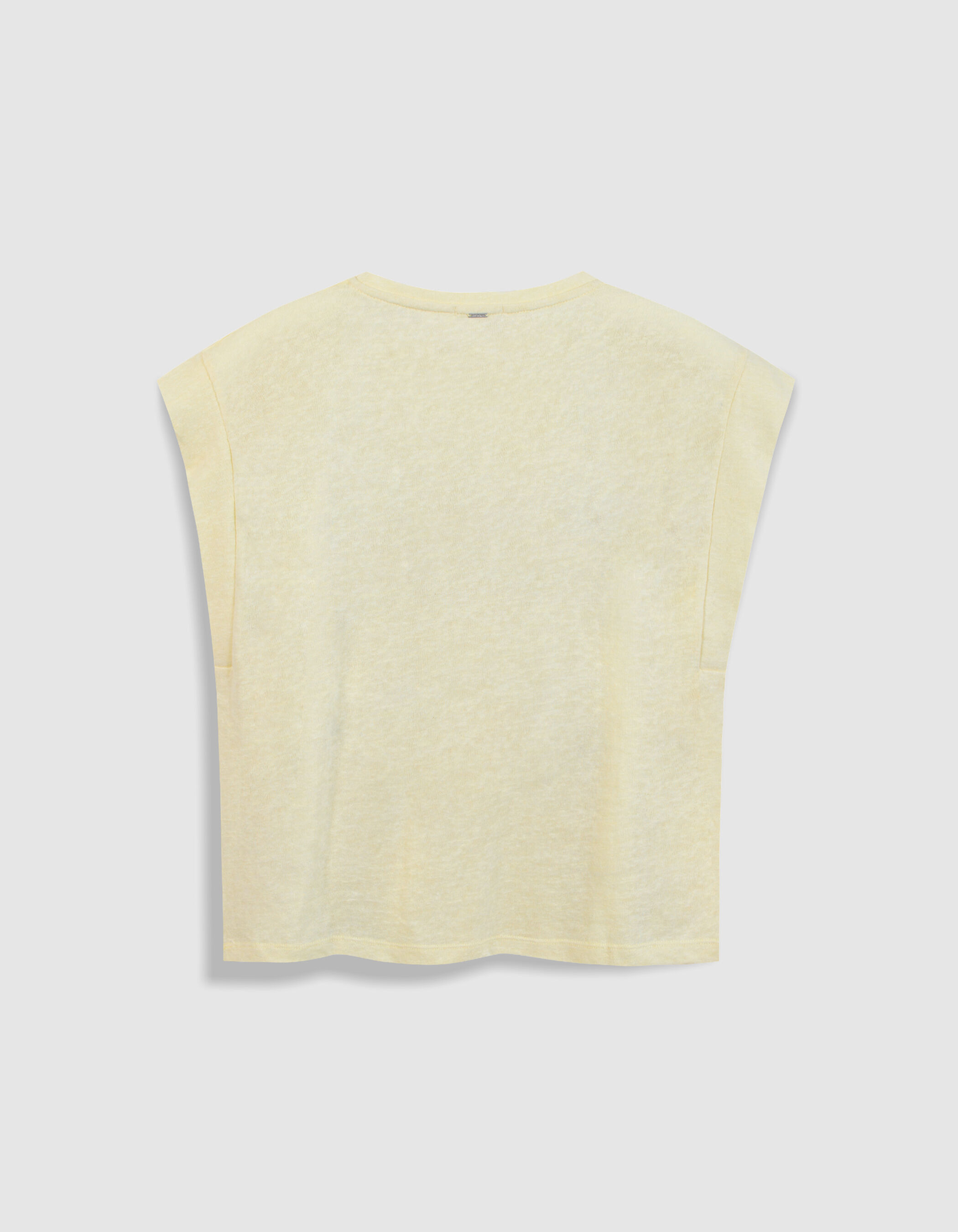 Tee-shirt manches courtes jaune message et soleil Femme