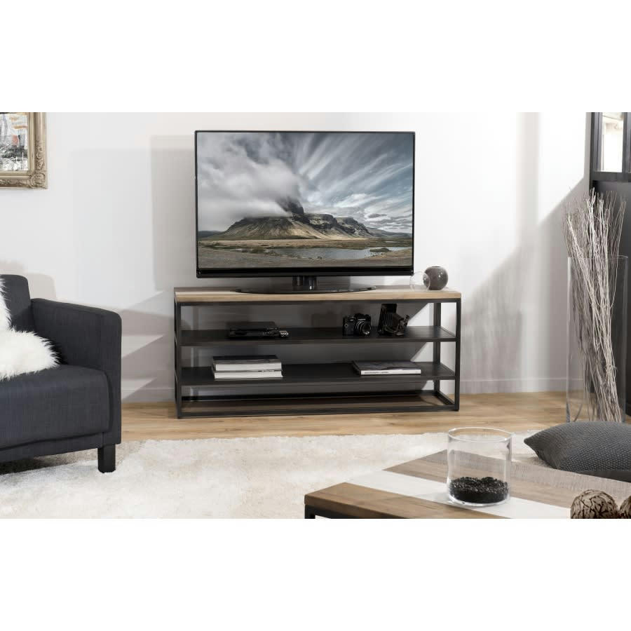 LEANDRE - Meuble TV 2 étagères bois