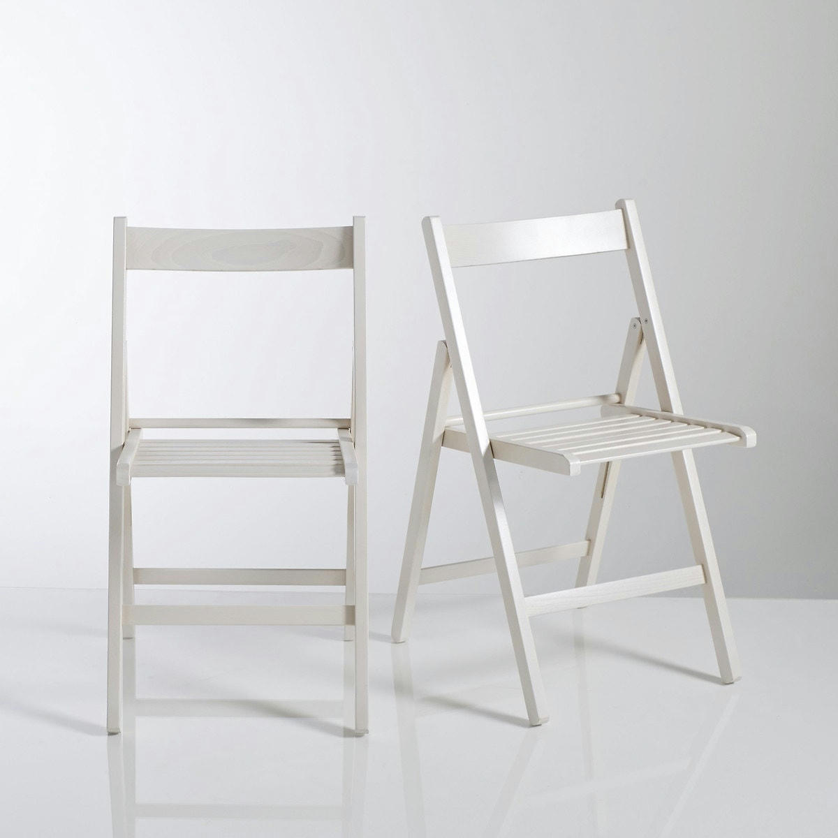 Lot de 2 chaises pliantes, hêtre massif, Yann