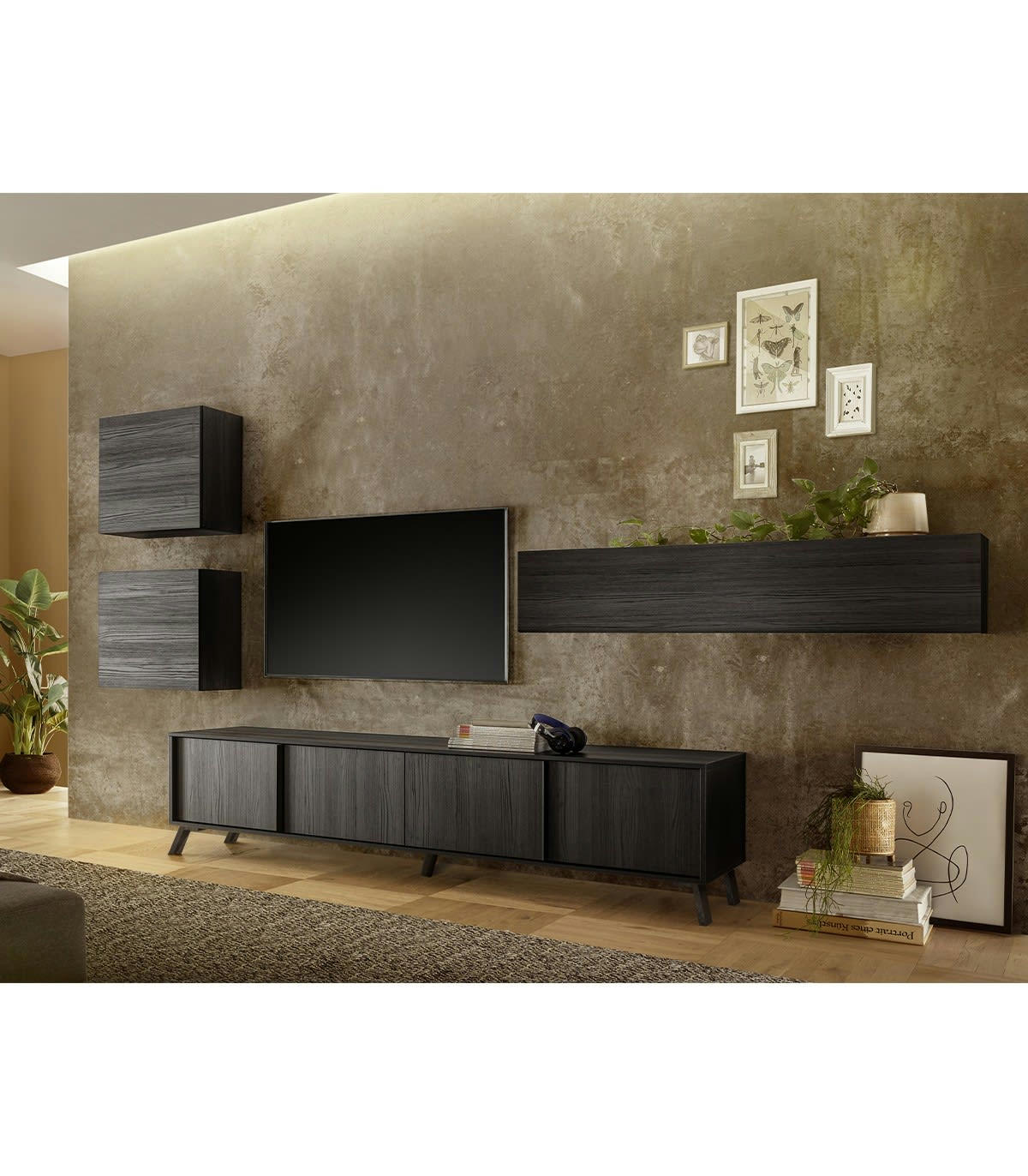CITY - Meuble TV 4 portes - L205 cm