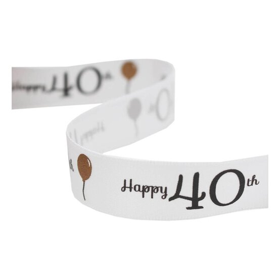 Happy 40th Satin Ribbon 16mm x 4m