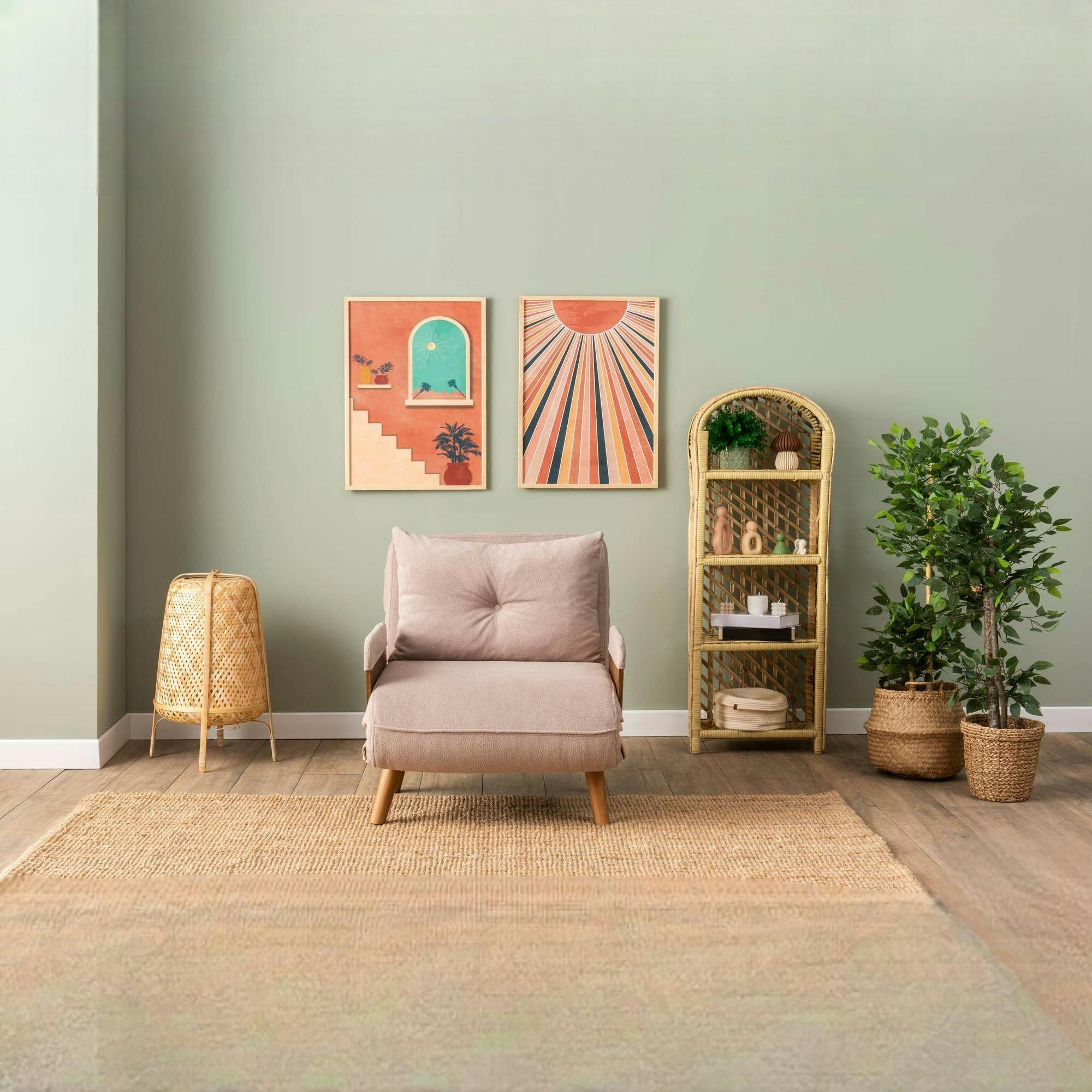 Fauteuil convertible rose poudré 1 place couchage 190 cm LOJA