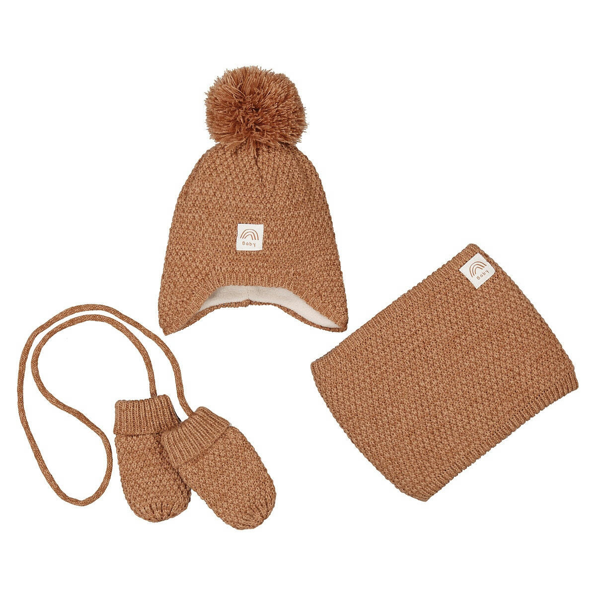 Ensemble bonnet + snood + moufles