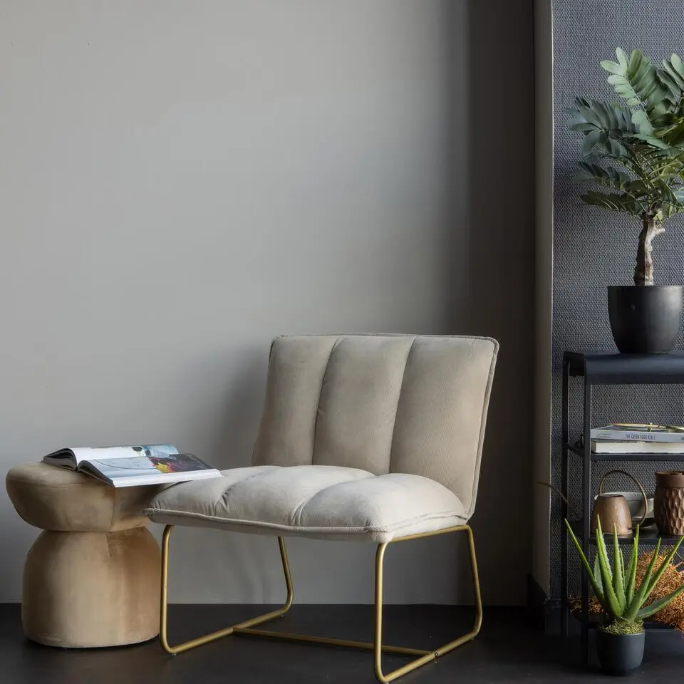 WOOOD Fie Fauteuil - Ribstof - Zand - 77x64x71