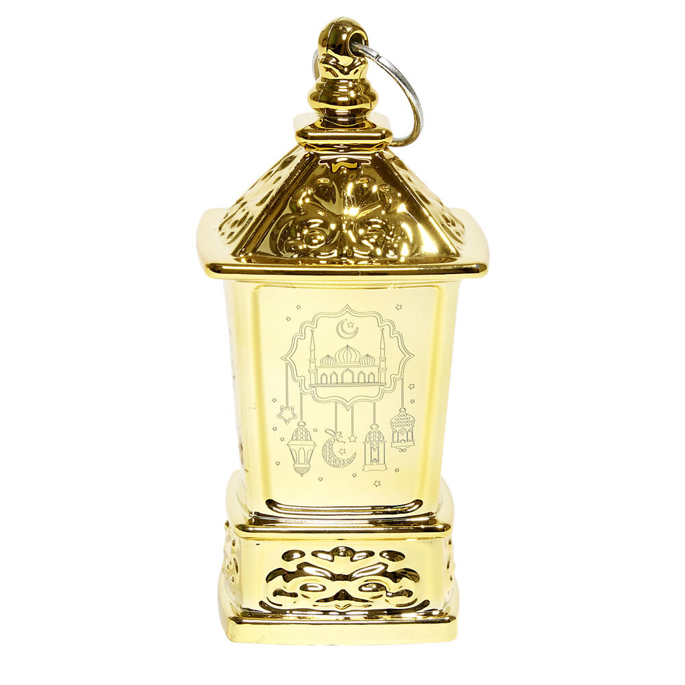 Mini lanterne LED orientale carrée 5x5xH10cm (2 modèles doré ou argenté)