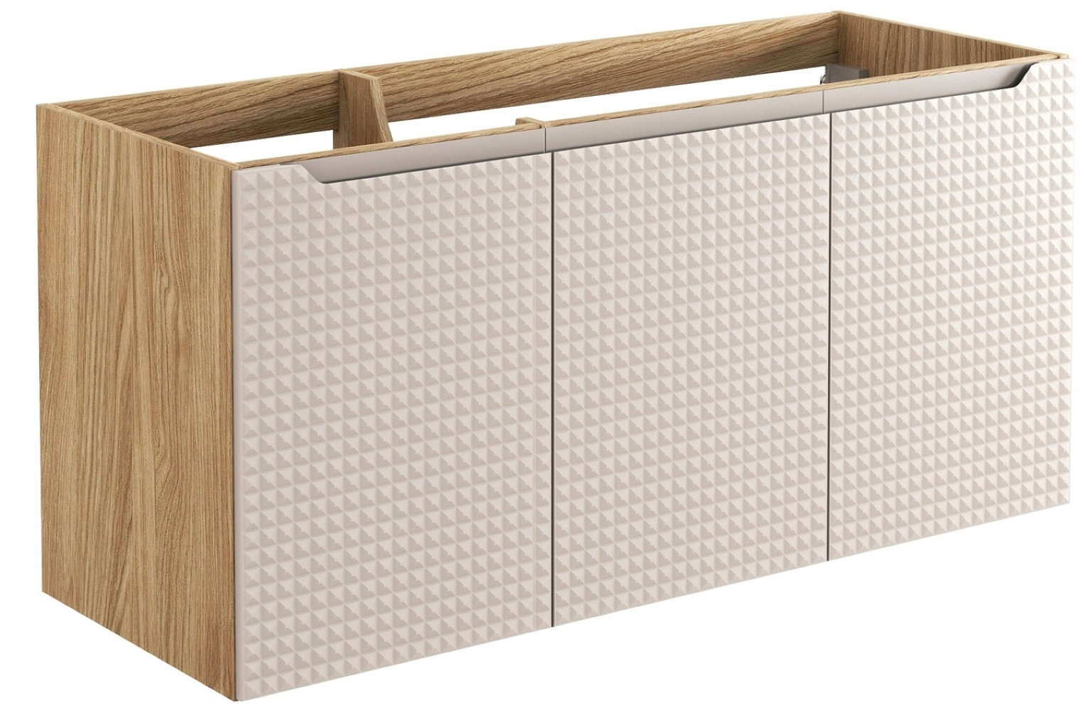 Szafka Pod Umywalkę 120 cm BEŻOWA DĄB Wisząca MDF 3D LUXOR