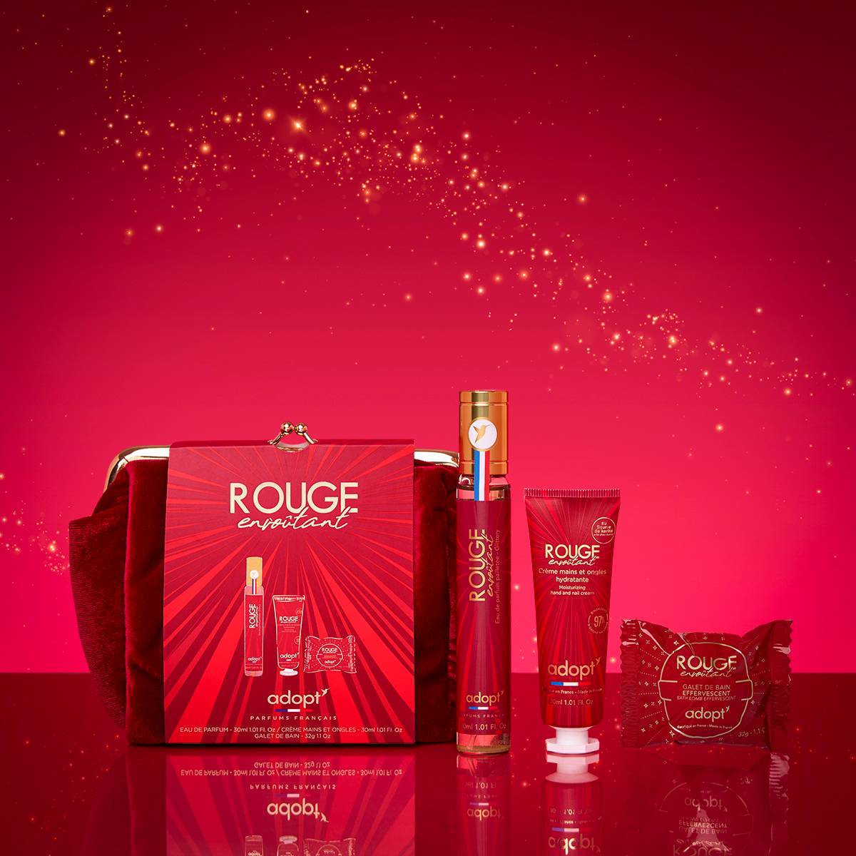 Rouge EnvoûtantTrousse eau de parfum 30 ml   crème main 30 ml   galet de bain 32g