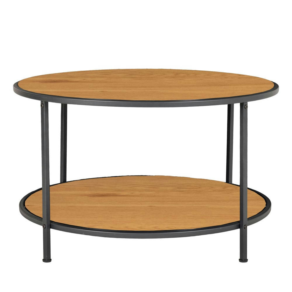VITA - Table basse ronde en bois et métal D80cm bois clair