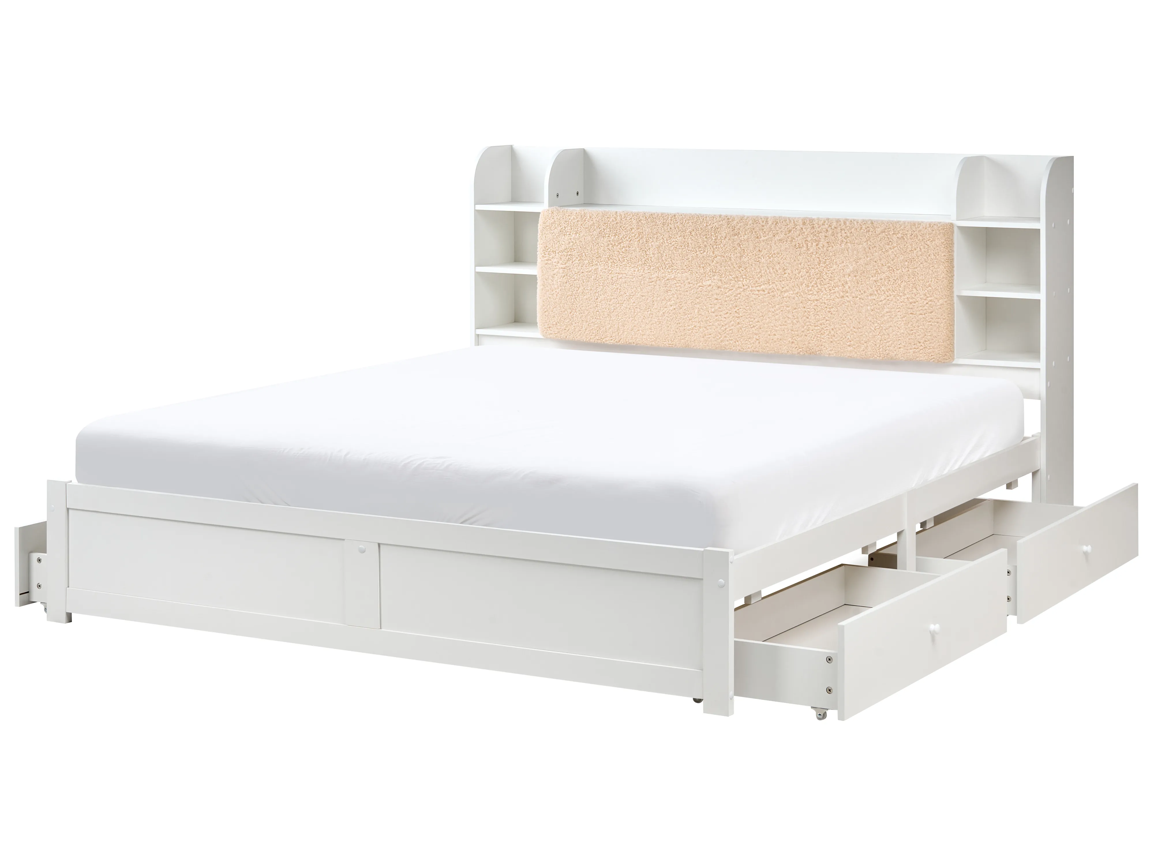 Bed with Storage Drawers BIZOU 160 x 200 cm (EU King Size) White