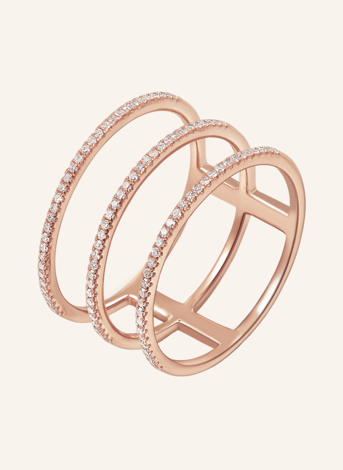 Leaf Ring TRIPLE aus 18 Karat Roségold mit Diamanten