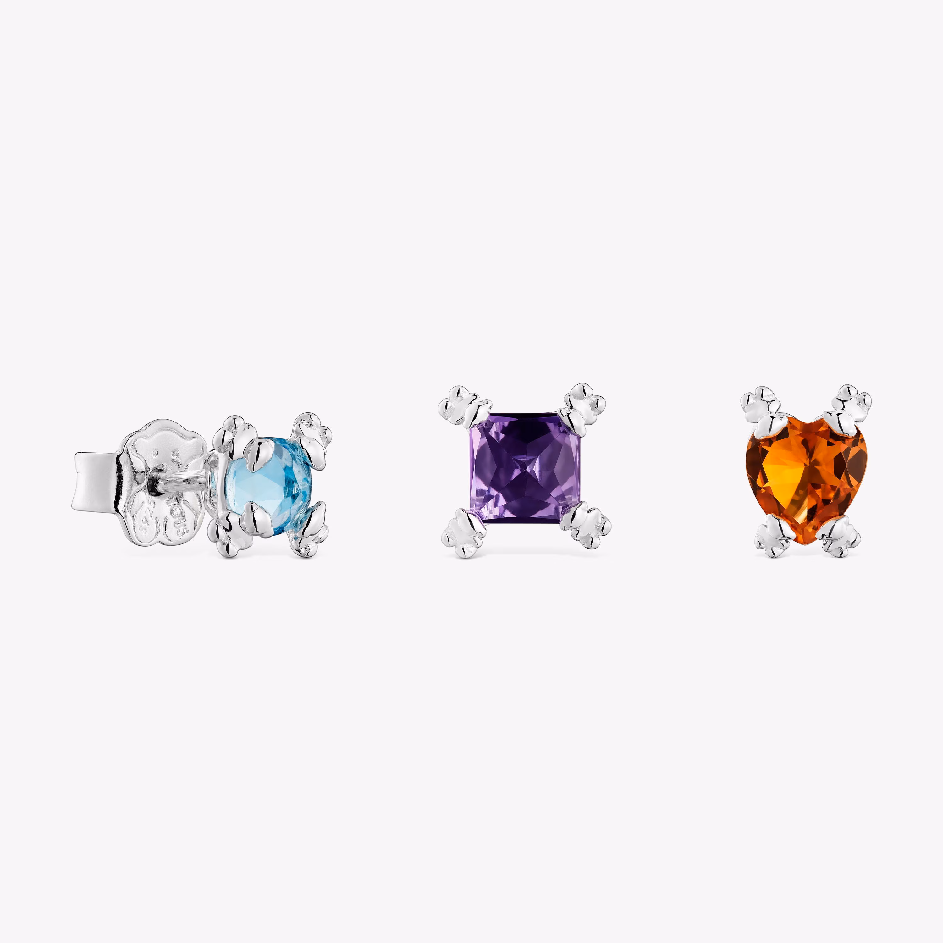 Pack de tres pendientes de plata y gemas Color Pills