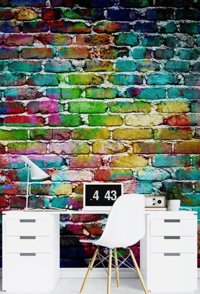 Feeby Fototapeta, Tęczowa cegła 100x140
