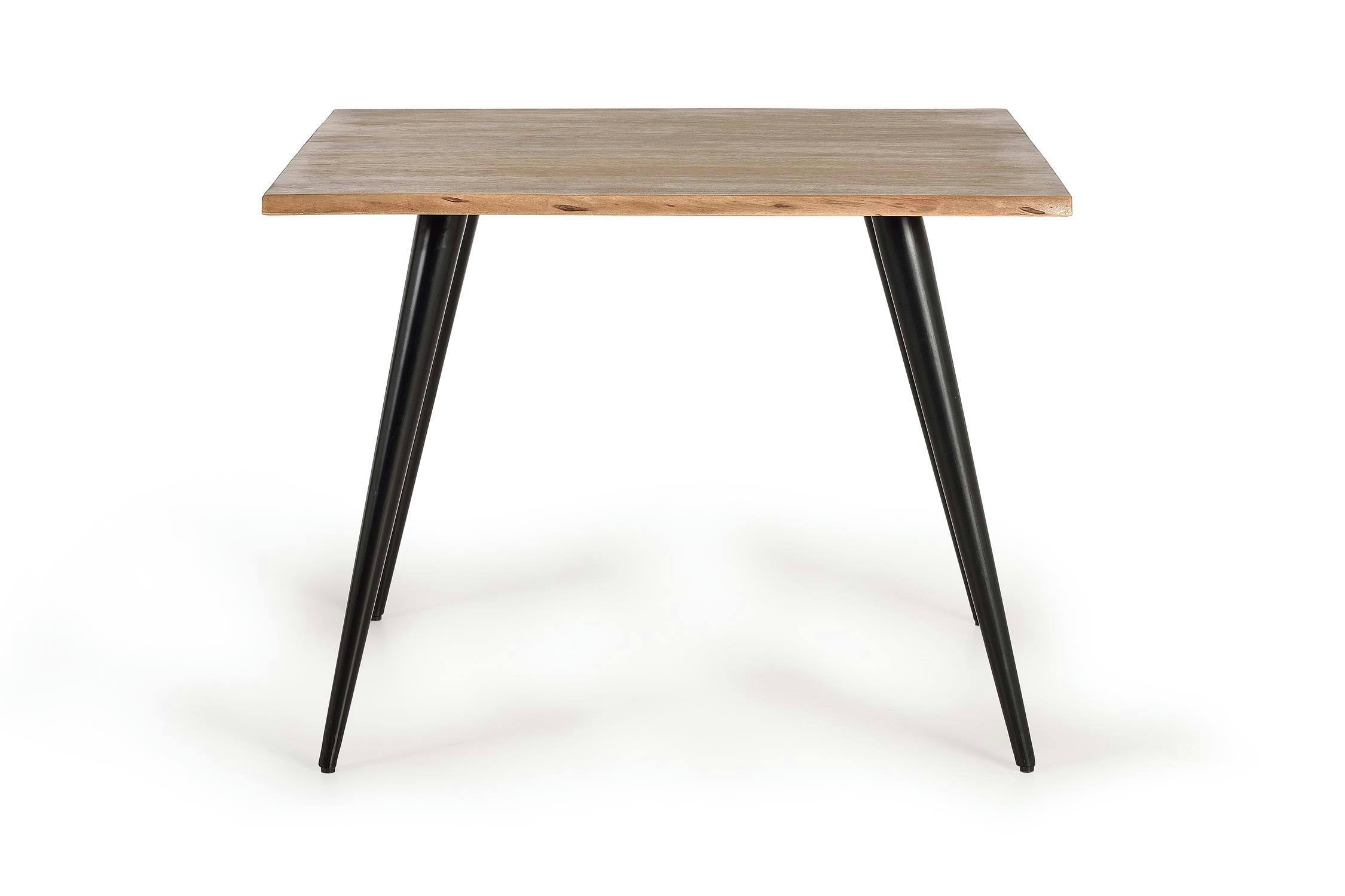 - Table à manger en bois d'acacia naturel et pieds en métal noir