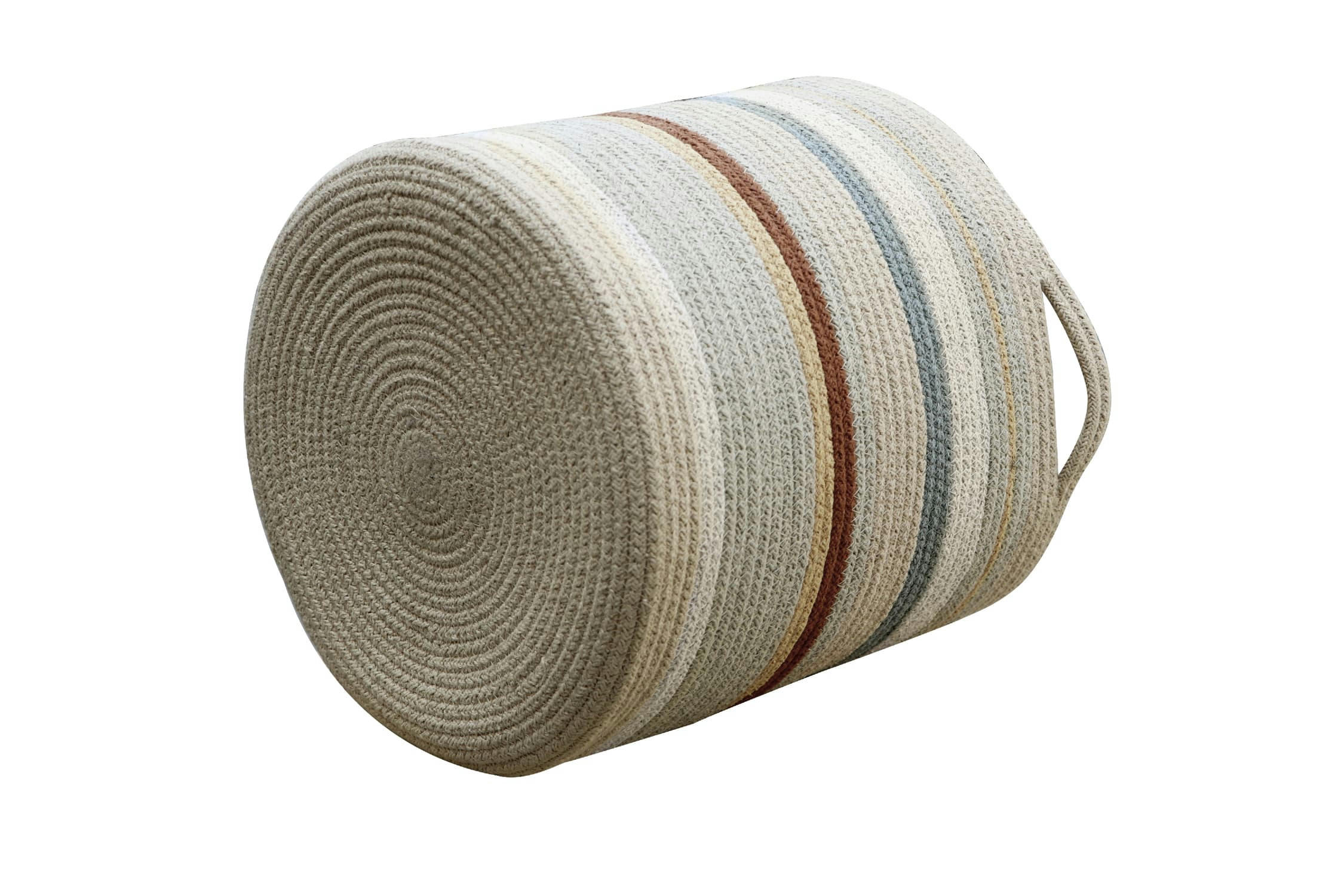 REVERSIBLE - Panier en coton beige Ø30x30