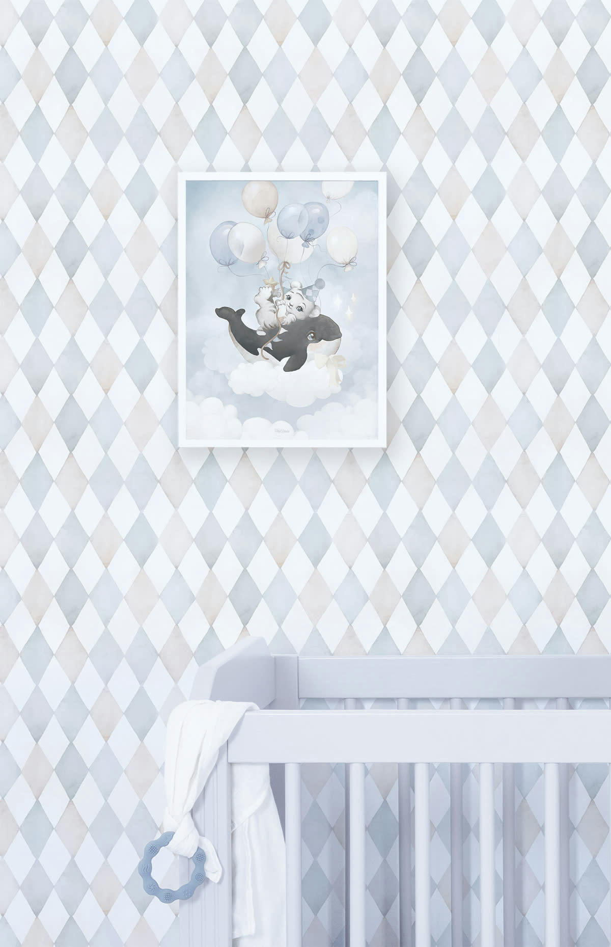 SELENE - Affiche enfant orque et guépard  en papier bleu