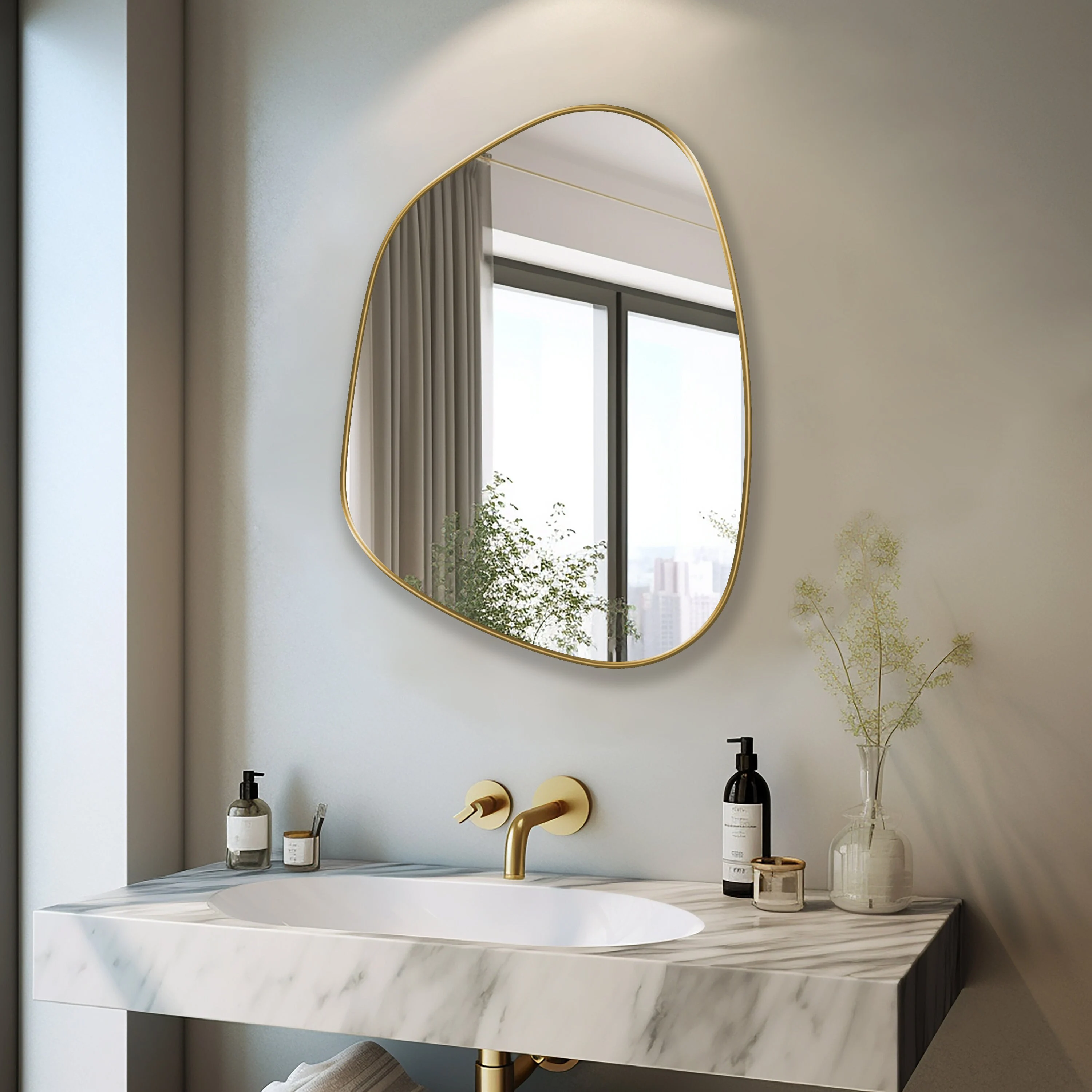 Asymmetrical Mirror, Irregular Mirror, Mirror Wall Decor, Abstract Mirror, Elegant Mirror for Chic Homes, A Statement Piece for Any Decor