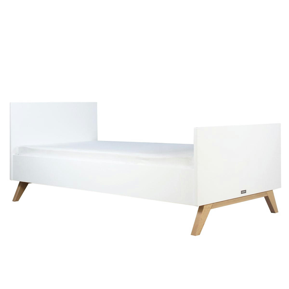 LYNN - Lit 90x200 sommier inclus blanc naturel