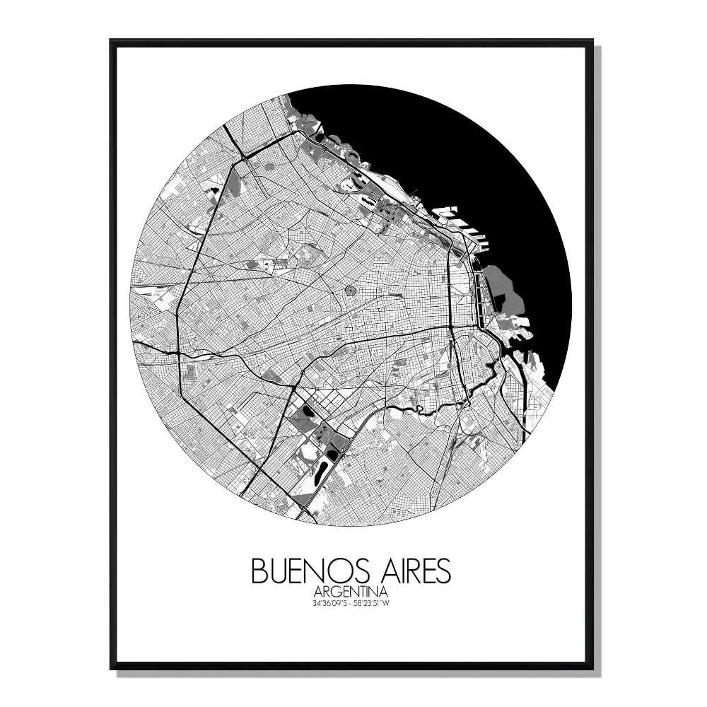 - Affiche Buenos aires Carte ronde 40x50