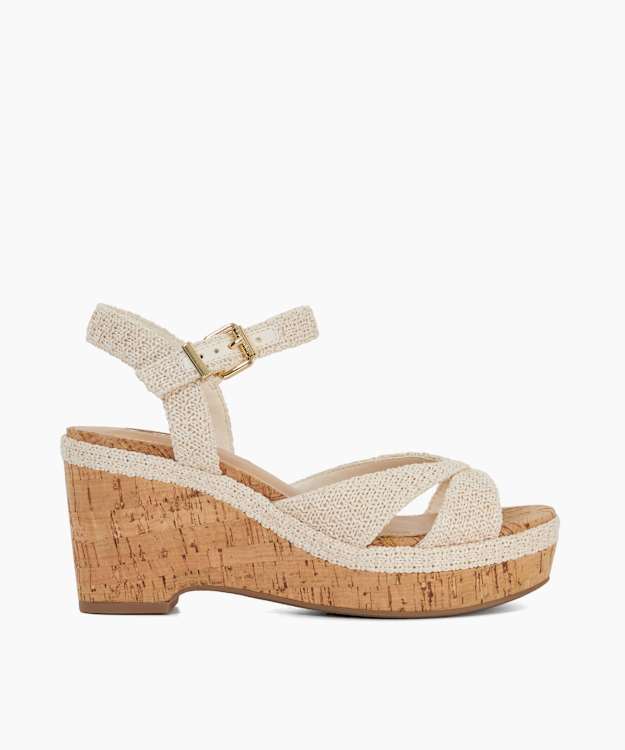 Kelulu Ecru - Braided Cork Wedge Sandals