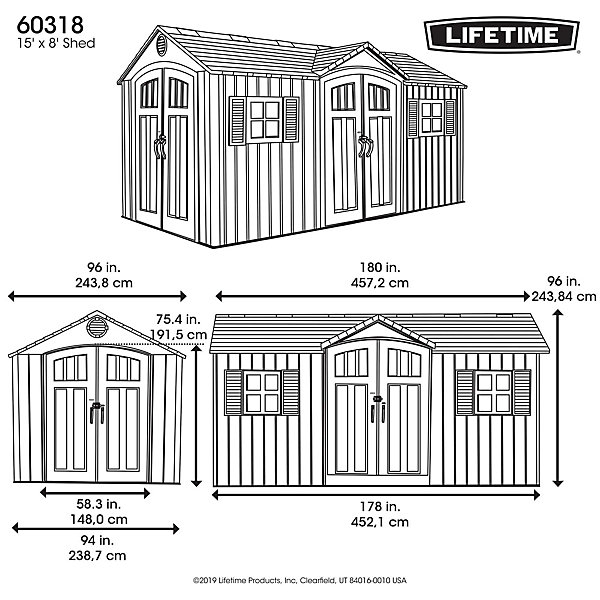 Abri de jardin résine Lifetime 60318 double pentes 11,15m²