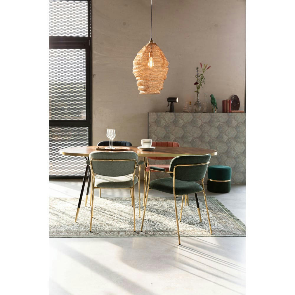 JOLIEN - Lot de 2 chaises avec accoudoirs et pieds dorés rose