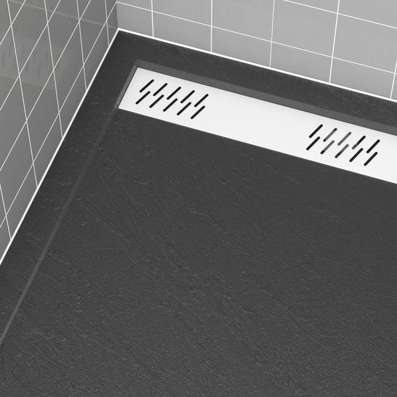 Grille de caniveau pour receveur de douche blanche 80 cm AURLANE