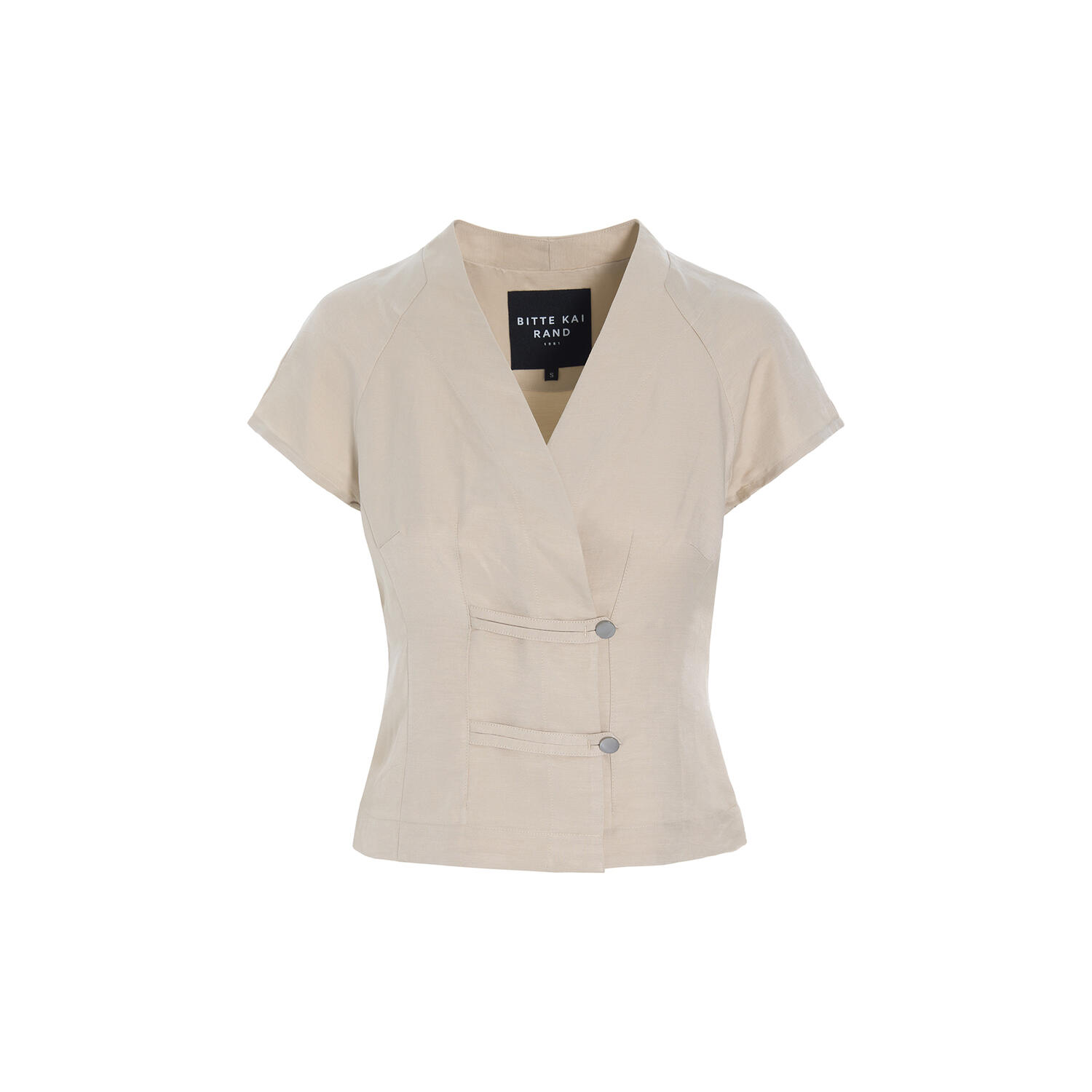 Sukosu kort&aelig;rmet bluse, ivory