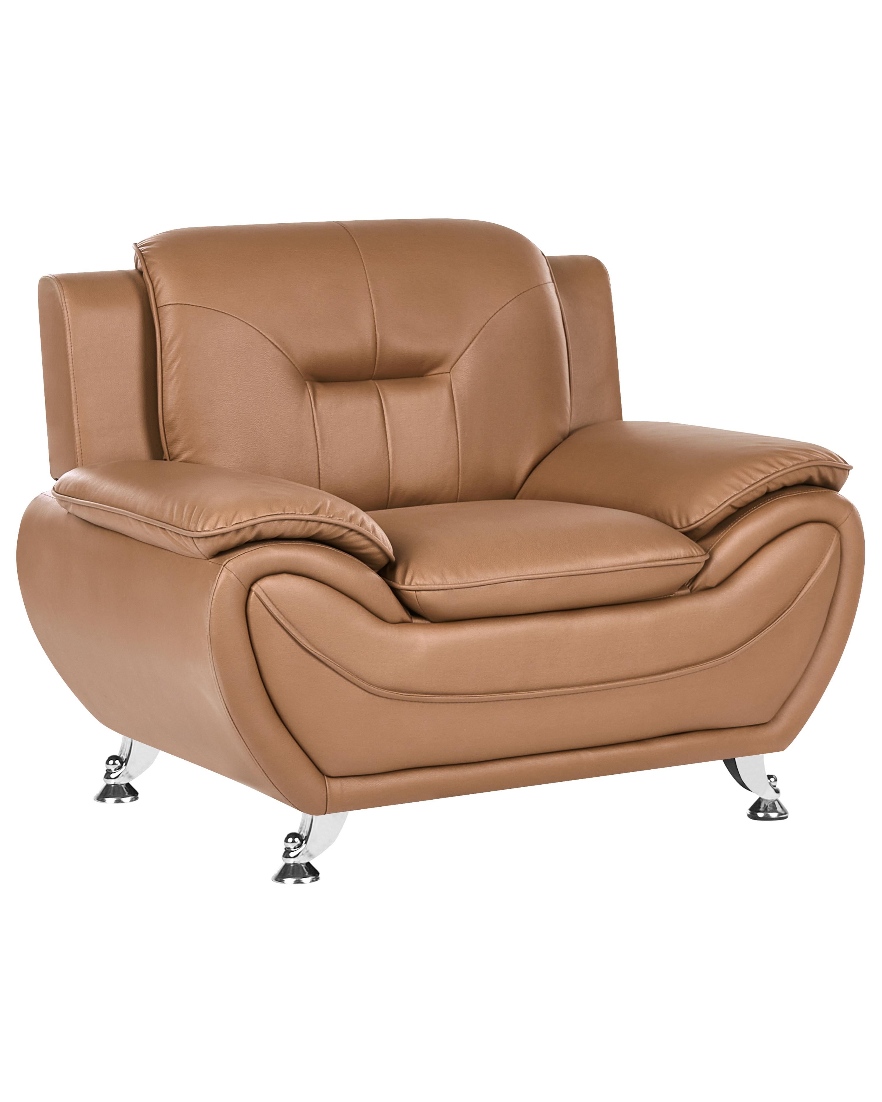 Sofa 2 Seater LEIRA Faux Leather Golden Brown