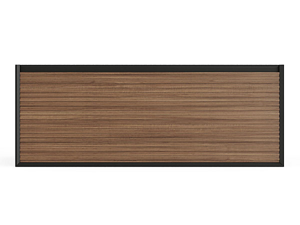 Meuble sous vasque suspendu strié - Coloris naturel foncé et noir - 120 cm - BANIVA