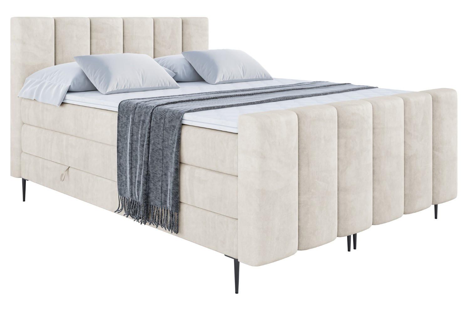Łóżko kontynentalne - pojemnik, materac, nóżki BOXI1-FC-Z KING 120x200 cm