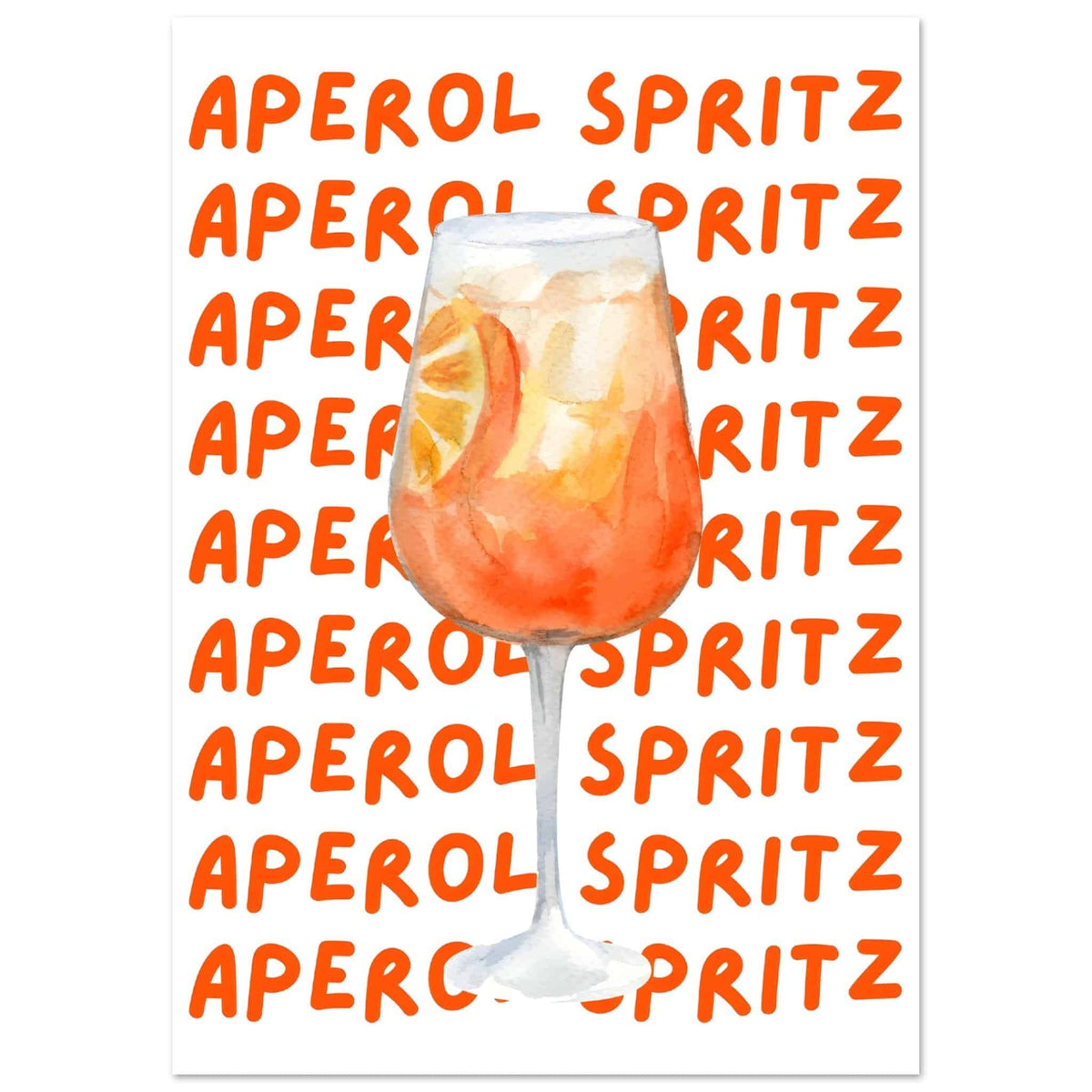 Artfulprints Poster Aperol Spritz - Written behind the glass  - A4 21x29.7 cm - Oranje