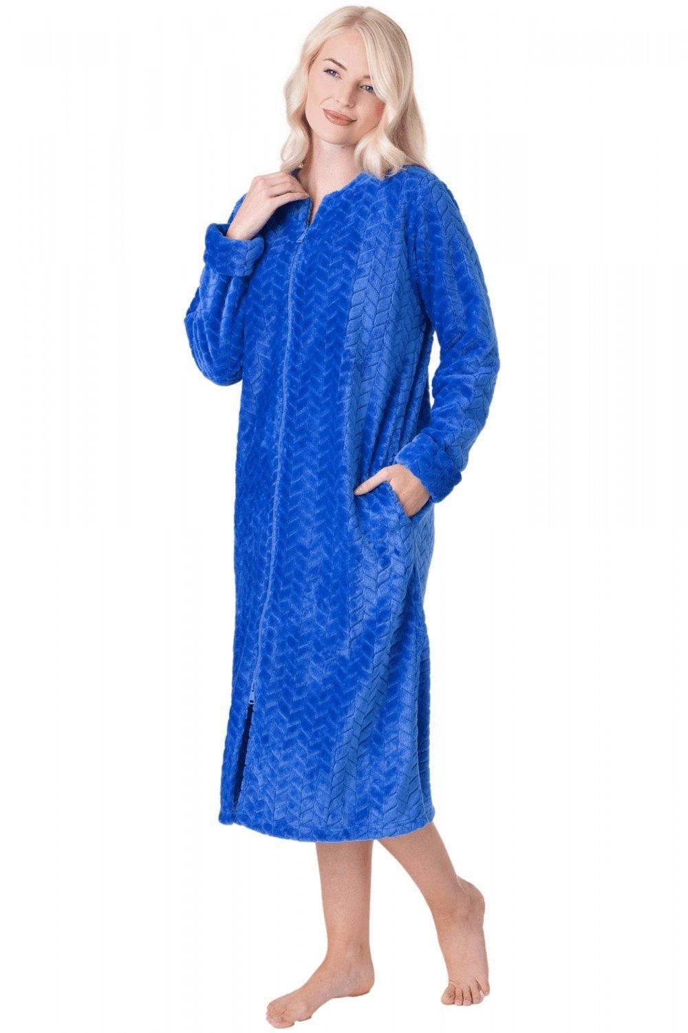 Camille Supersoft Zip Front Embossed Housecoat