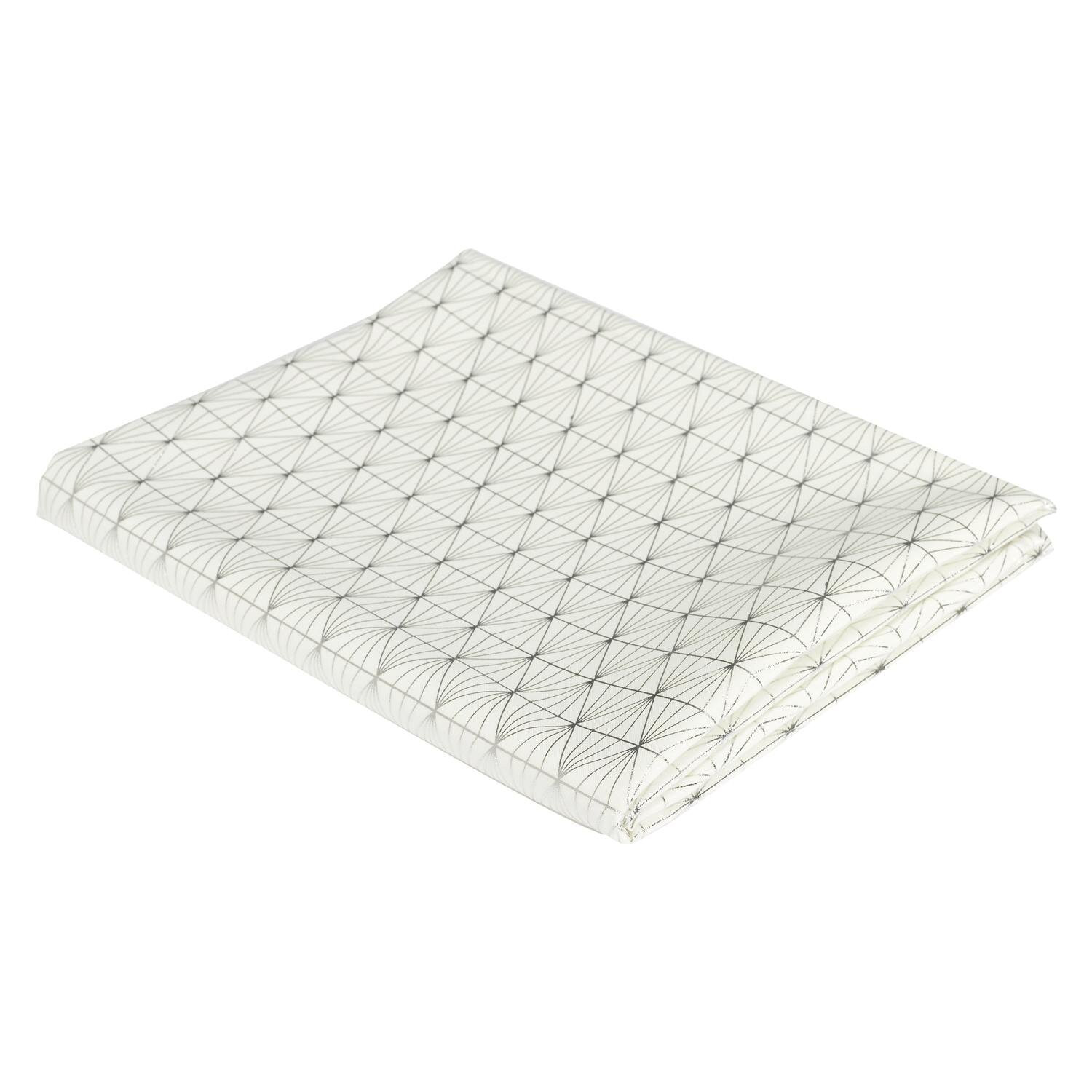 OBRUS 140x250 cm Geometric Dore biały W SREBRNE WZORY