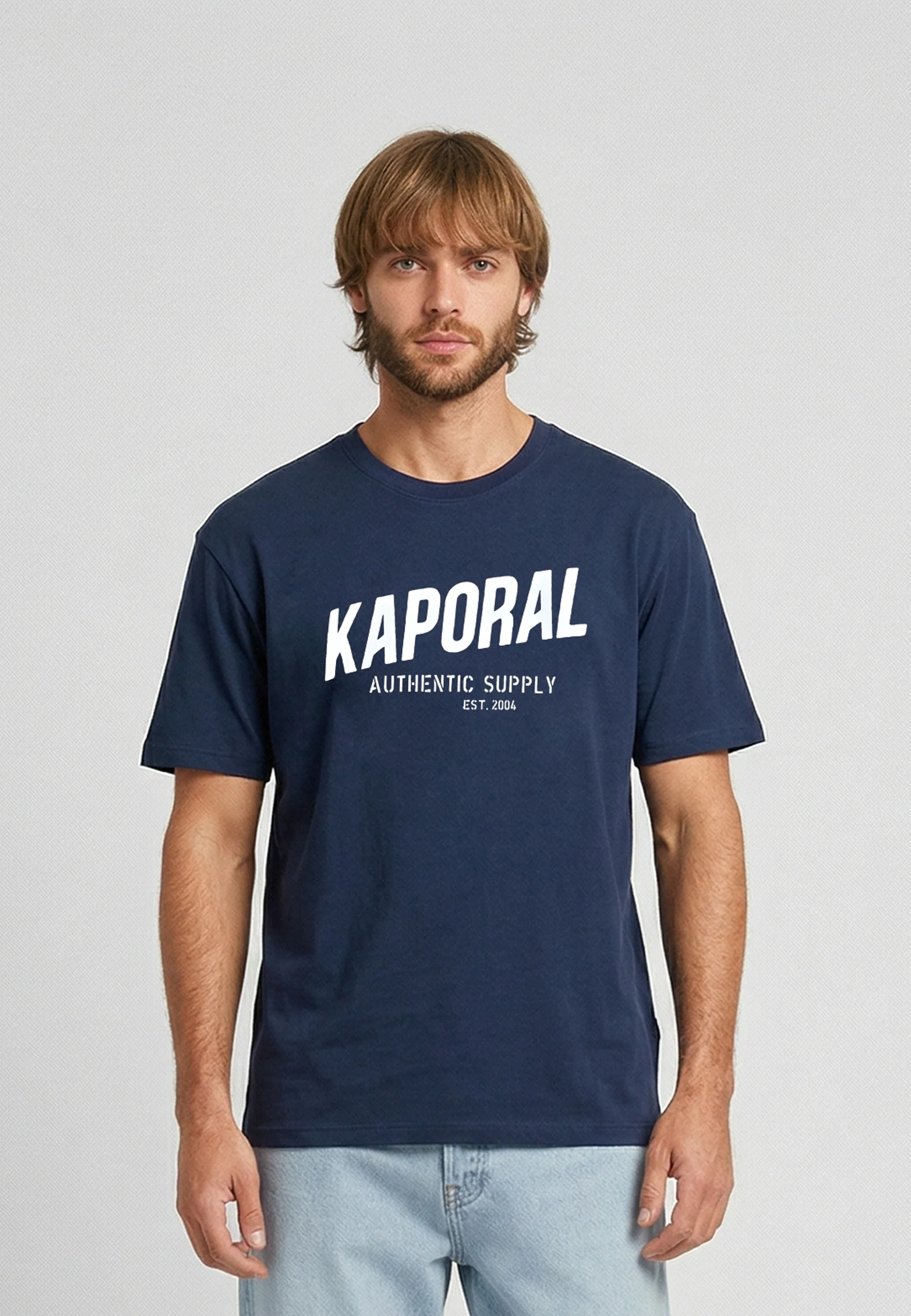 T-shirt manches courtes slim bleu marine coton stretch RYZZ