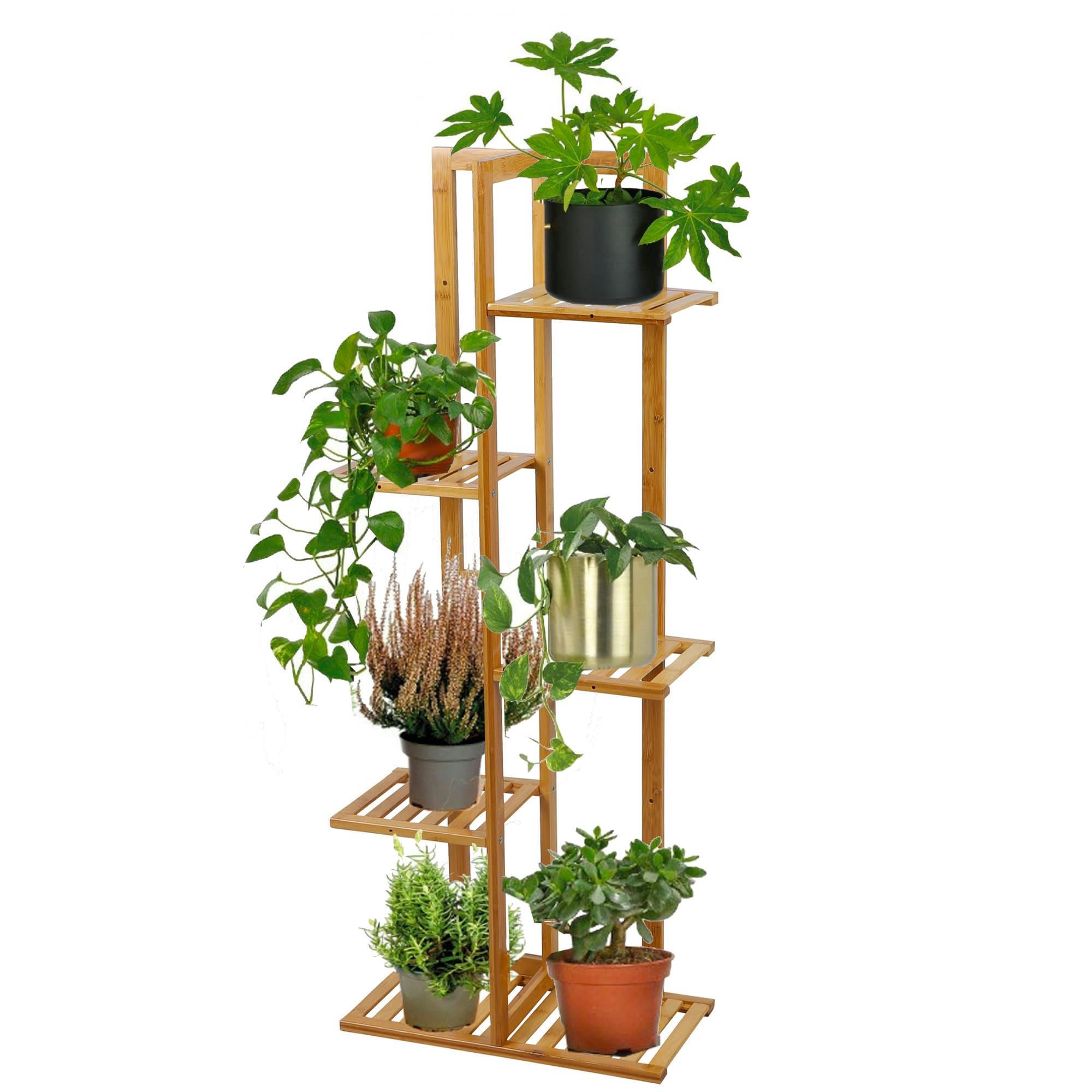 - Étagères porte plantes en bambou 5 niveaux 40x21x80cm